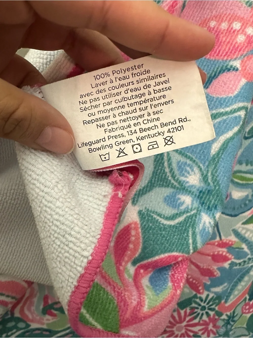 Lilly Pulitzer Pink, Teal & Green Floral Towel